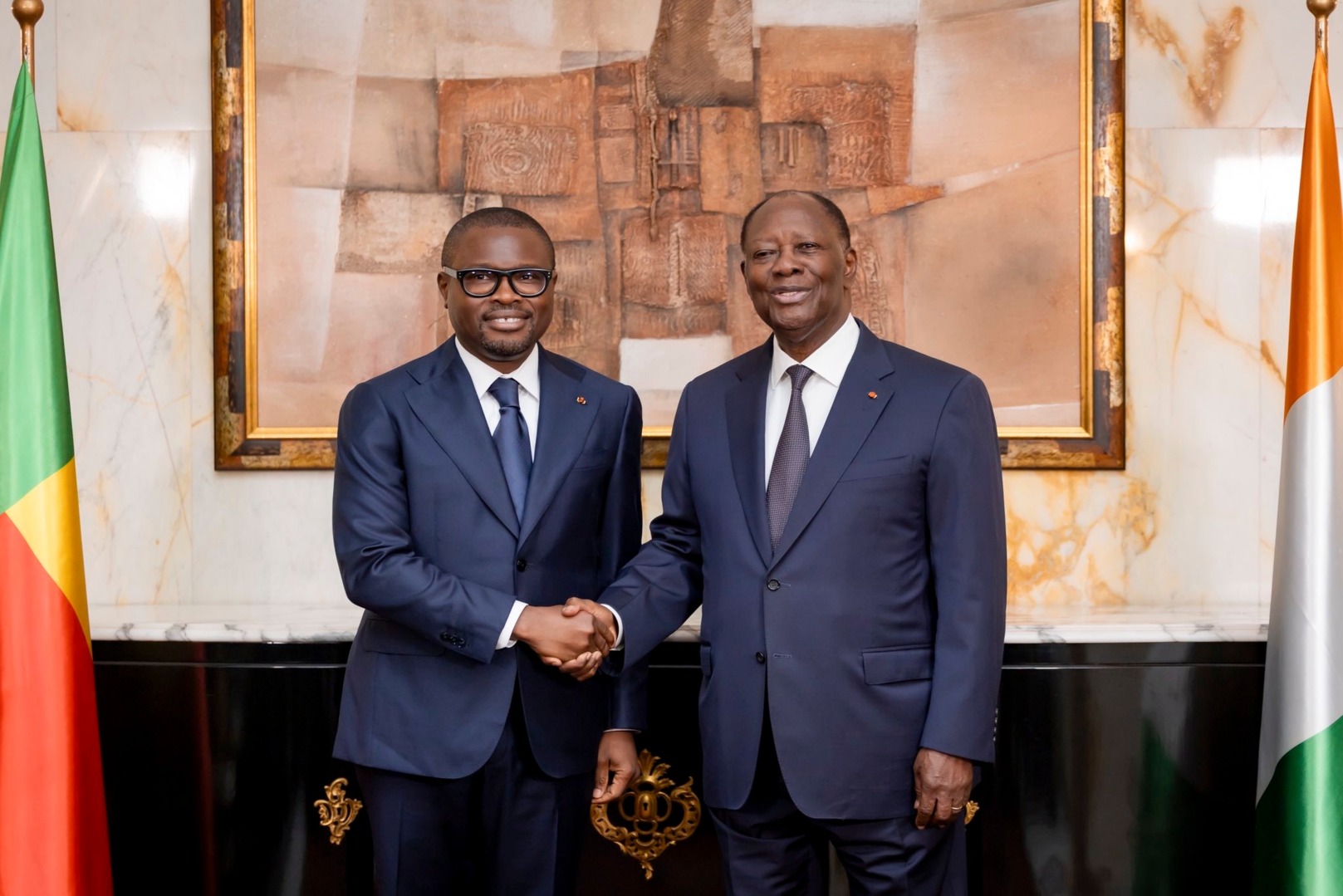 President Alassane Ouattara Holds Talks with Benin’s President Romuald Wadagni in Côte d’Ivoire